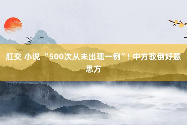 肛交 小说 “500次从未出现一例”! 中方驳倒好意思方